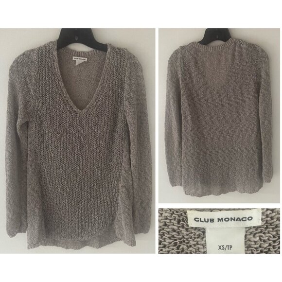 Club Monaco Gray Cotton Blend V-neck Sweater - 37281 - Picture 1 of 8